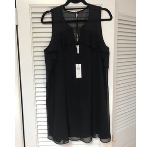BCBG Top Ruffle Black Dress, NWT, Medium